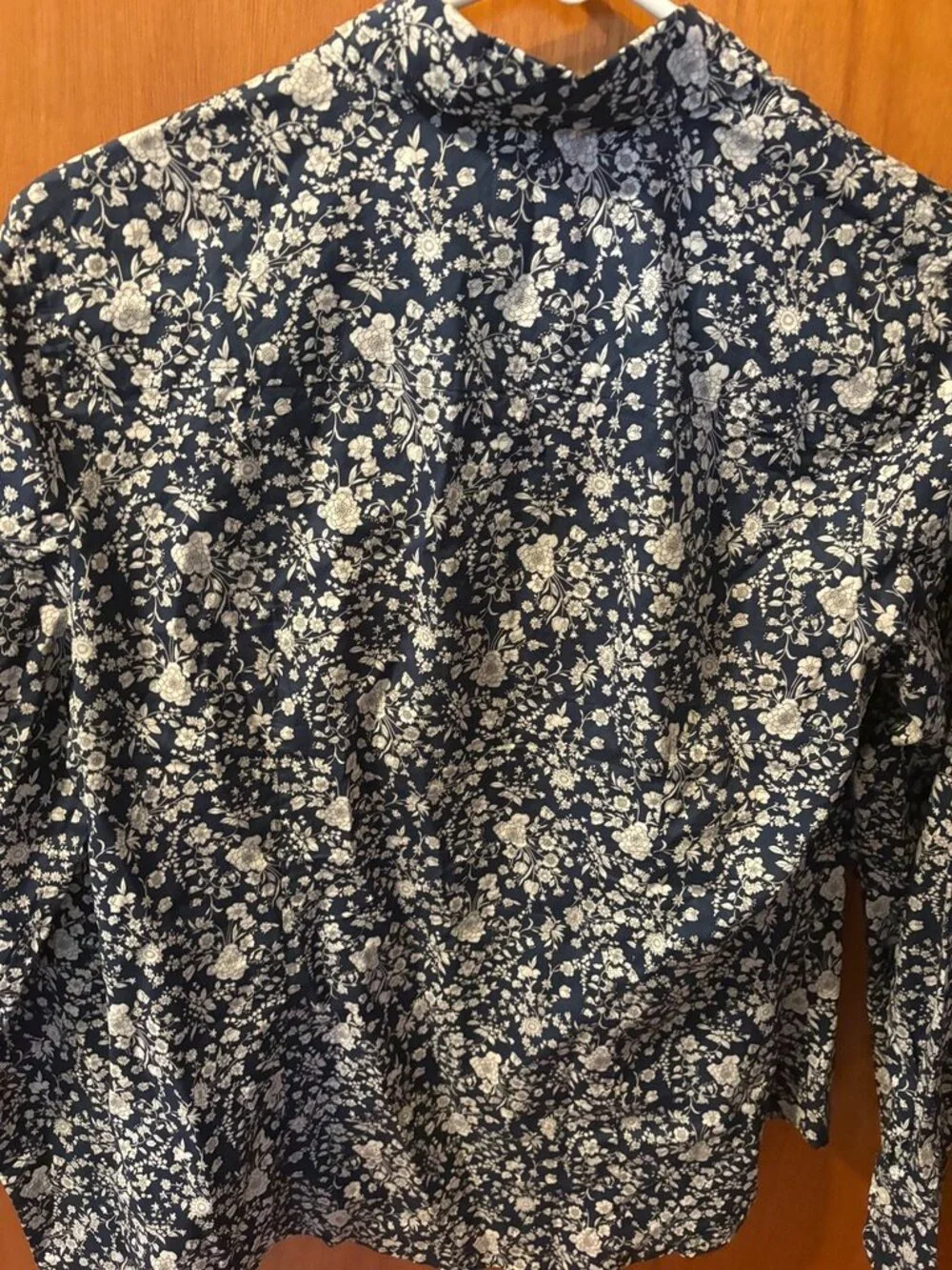 J crew womens size 8 Liberty London Long Sleeve Navy White Floral Shirt Art